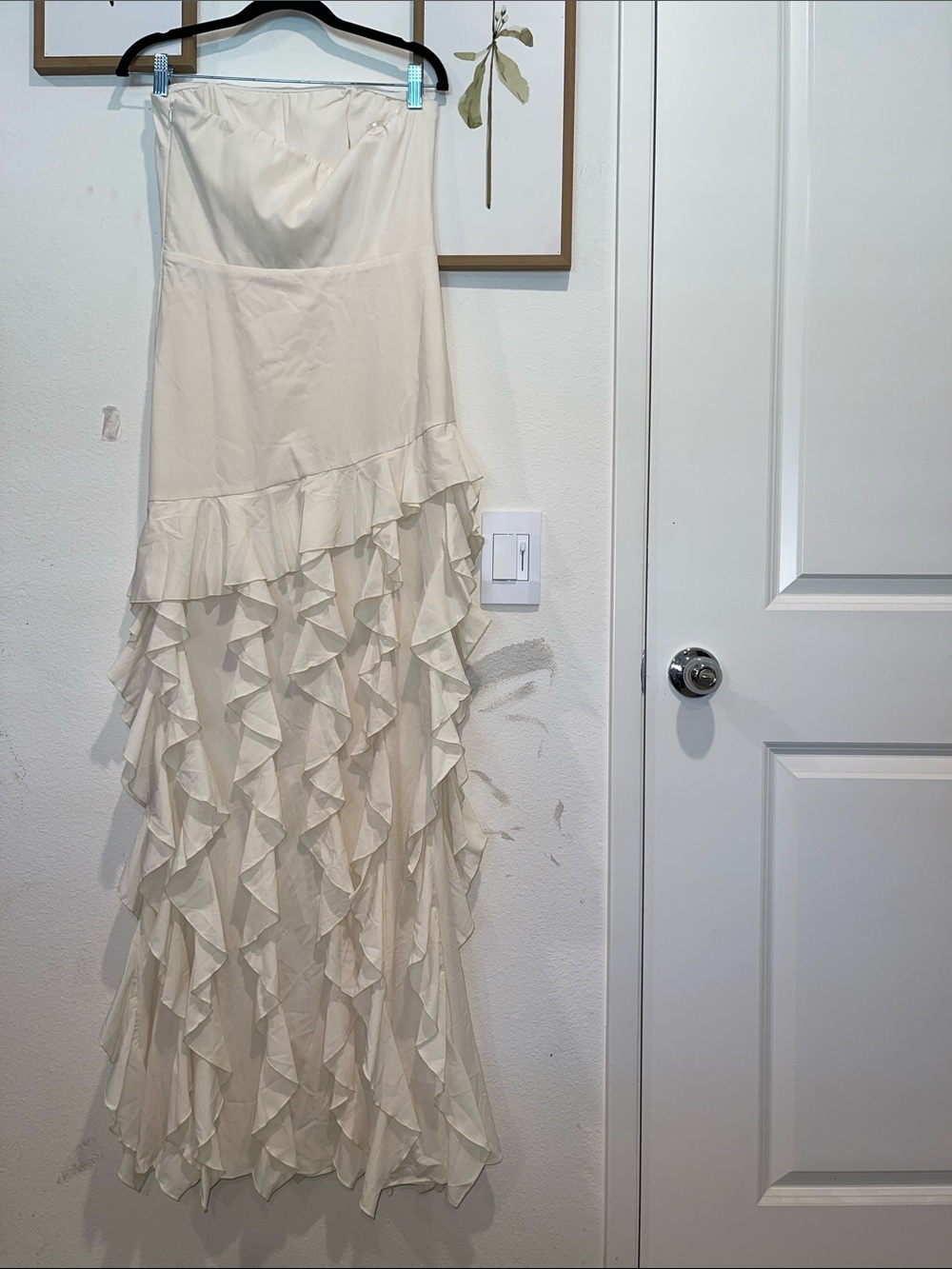 Strapless Ruffle Cascade Maxi Dress — Cream - Picture 3 of 6